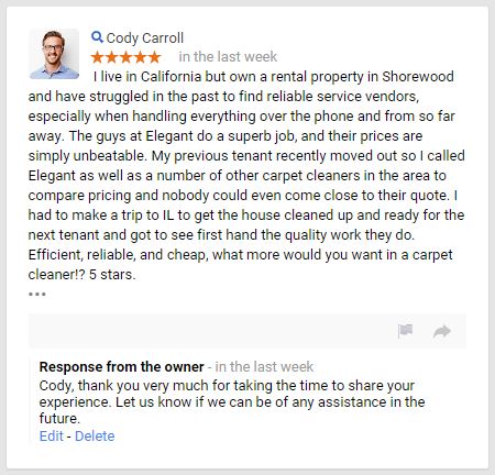 Elegant Carpet Cleaning - Review - Google - March 2015 - 5 Star