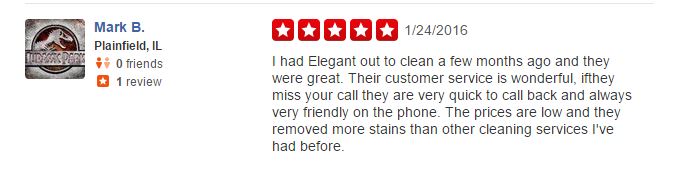 Elegant Carpet Cleaning - Review - Yelp - October 2014 - 5 Star