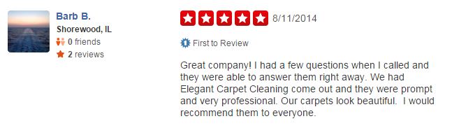 Elegant Carpet Cleaning - Review - Yelp - July 2014 - 5 Star