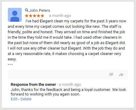 Elegant Carpet Cleaning - Review - Google - January 2015 - 5 Star